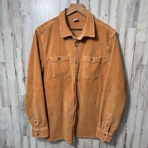 Stoic Corduroy Button Up Overshirt Burnt Orange Shacket Long Sleeve Womens Large